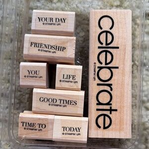 Stampin' Up! Celebrate Everything wooden rubber Stamp Set